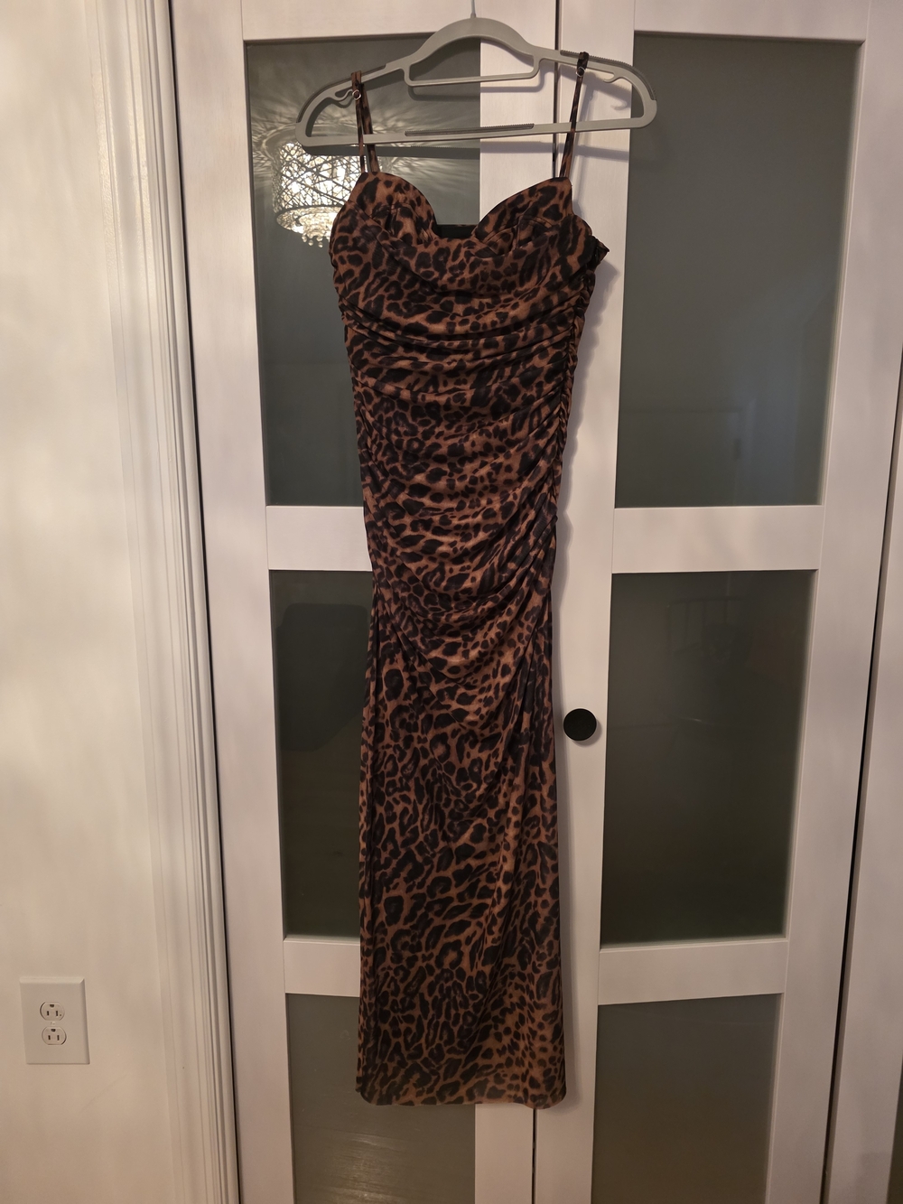 Zara Brown Leopard Print Maxi Slip Dress